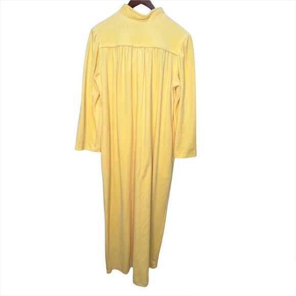 Vintage Velour Yellow Diamond Tea Gown Size Medium Robe Bathrobe Loungewear - Picture 4 of 6
